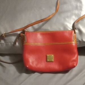 Dooney & Bourke Red Crossbody Bag with Tan Accents